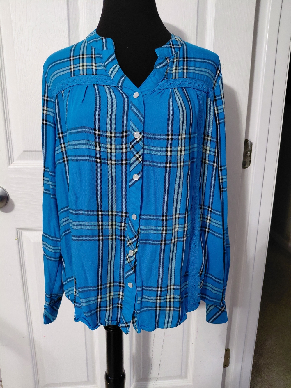 Cato Turquoise Plaid Button-Up Shirt